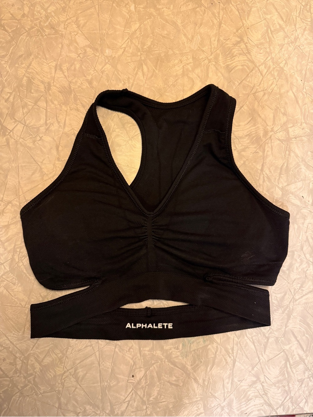 Alphalete Black Gathered Front Racerback Sports Bra